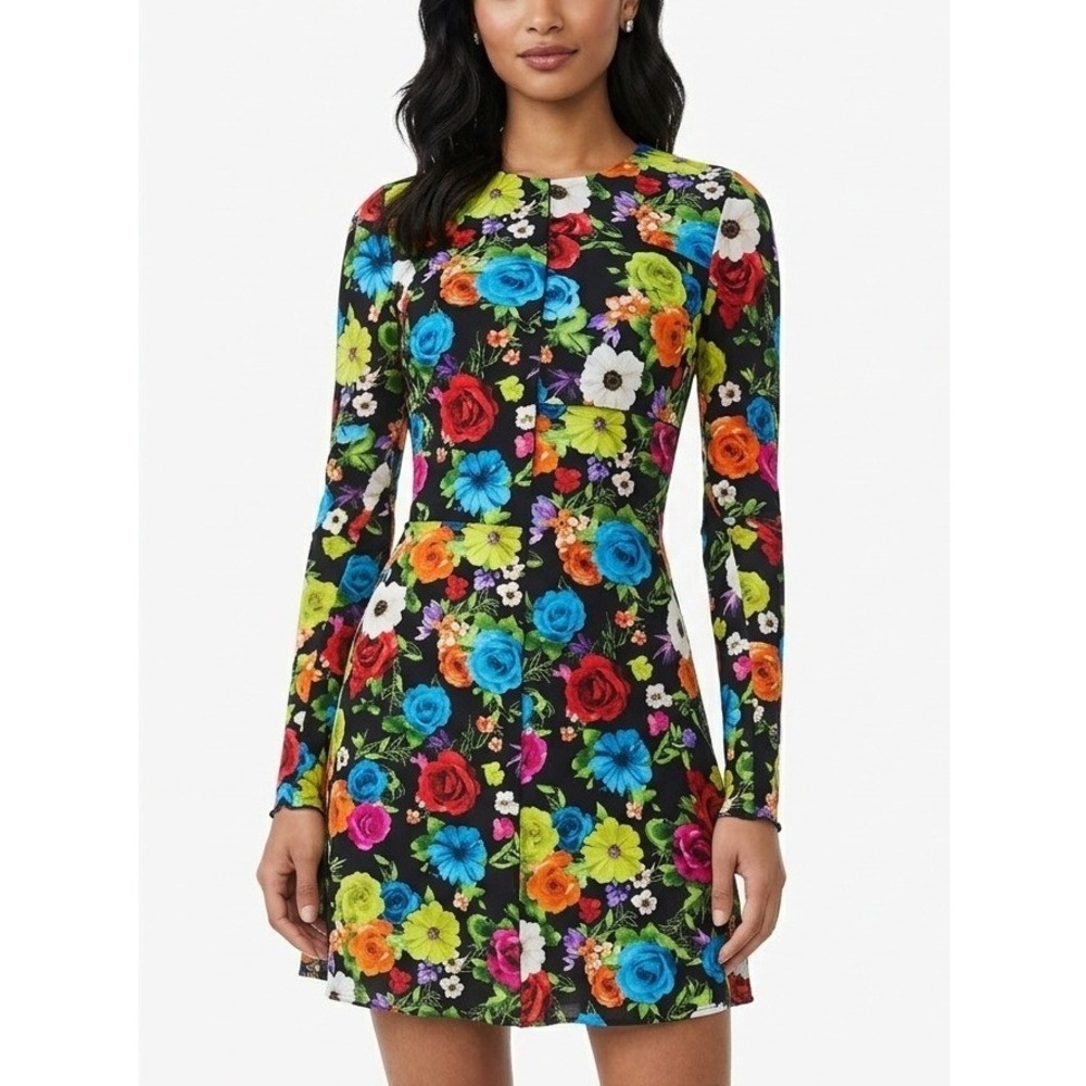ALICE + OLIVIA Delora Paneled Mini Dress Women Size 4 Floral Day Night Out Party